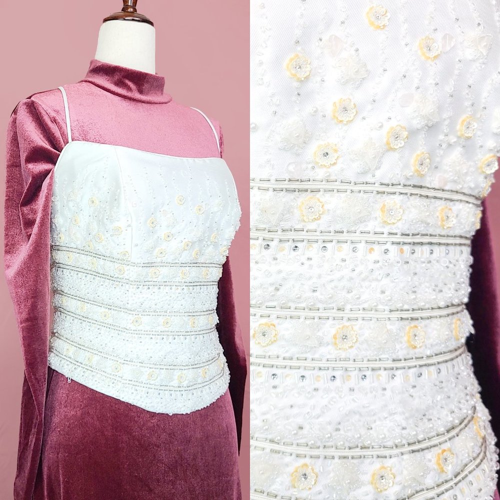 Alfred Angelo floral beaded white corset top NWT